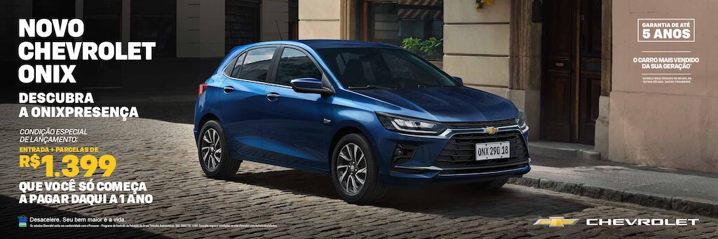 Novo Chevrolet Onix com IPI Reduzido e garantia de fábrica de 5 anos